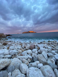 Scenic view of sea against sky during sunset