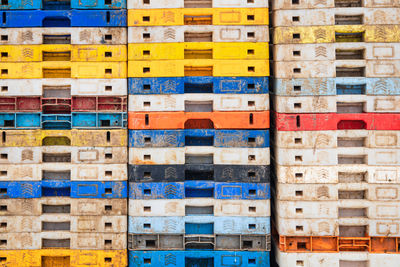 Detail of fishing crates along the norfolk coast