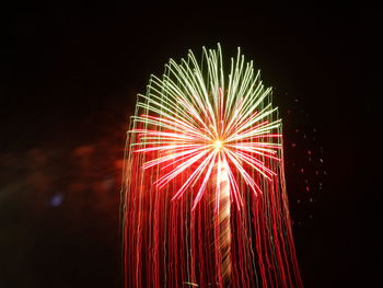 Low angle view of firework display at night