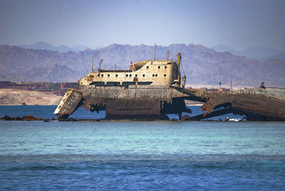 The remains of the loullia on the northern edge of gordon reef in the straits of tiran near sharm