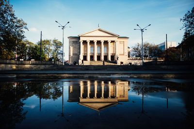 Reflection of building in lake