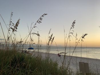 Scenic view of sea against sky during sunset