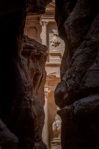 Low angle view of rock formation