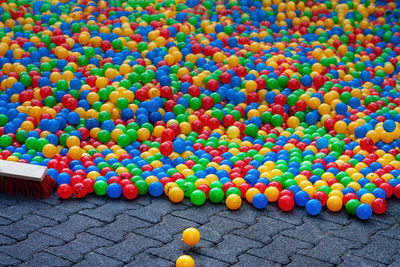 High angle view of multi colored balls