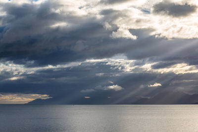 Scenic view of sea against cloudy sky