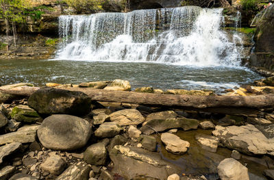 Scenic view of waterfall