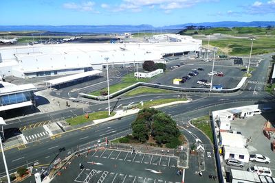 High angle view from auckland airport covid-19 quarantine hotel