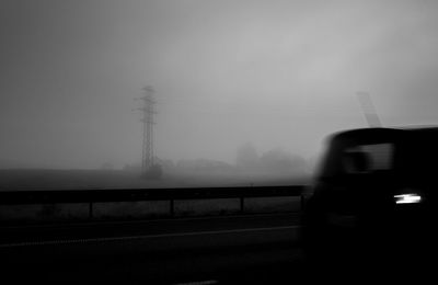 Blurred motion of train against sky