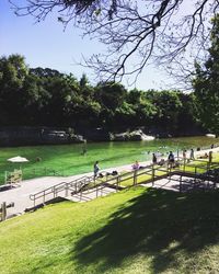 People in park against sky