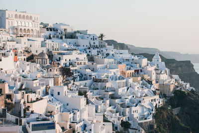 High angle view of townscape against sky fira, santorini 