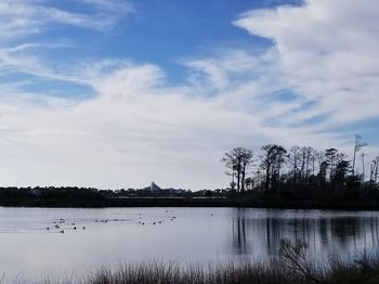 Scenic view of lake against sky