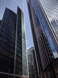 Building and glass skycrapers near the financial district of the city of london