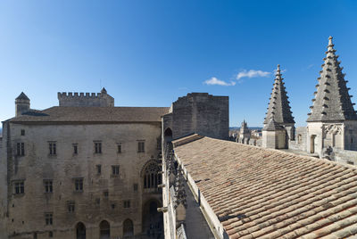 Exterior of historic building against clear sky