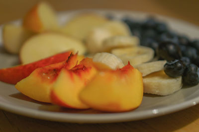 Close-up of fruits in plate