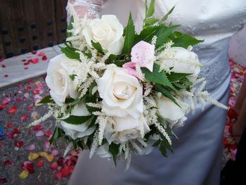 High angle view of roses bouquet