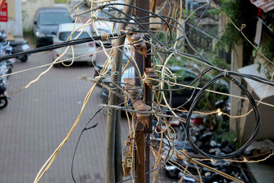 Close-up of chain on cable