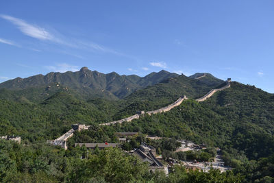 High angle view of mountains against sky