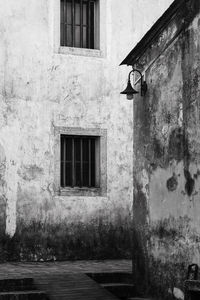 Closed door of abandoned house