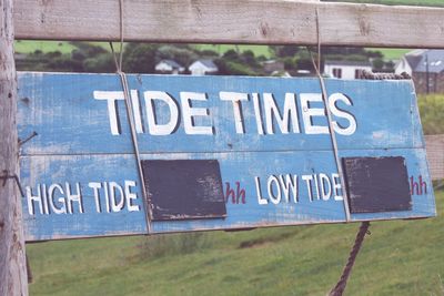 Close-up of signboard