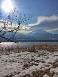 Scenic view of beach against sky