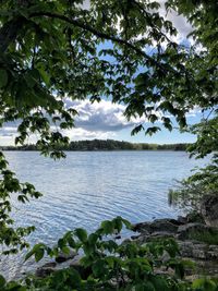 Scenic view of lake against sky