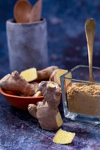 Close-up of food on table