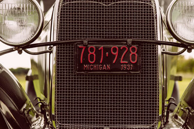 Close-up of information sign