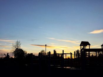 View of built structure at sunset