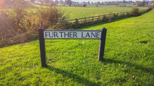 Information sign on field