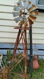 Traditional windmill on field