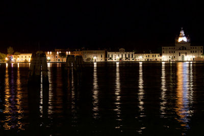 Illuminated buildings at night