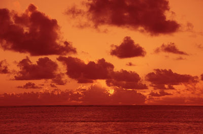 Scenic view of sea against sky at sunset