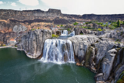 Scenic view of waterfall