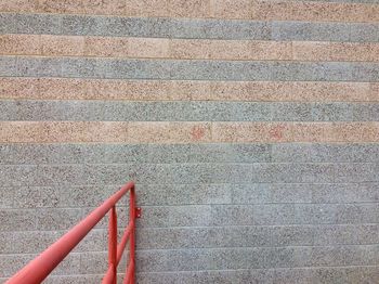 High angle view of red steps