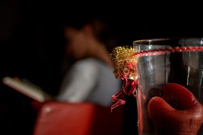 Close-up of red wine in glass