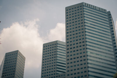 Low angle view of modern buildings against sky