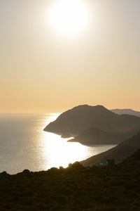 Scenic view of sea against clear sky during sunset