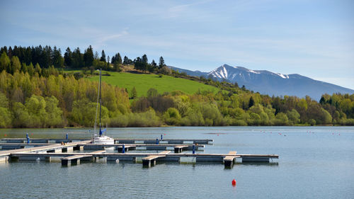 Scenic view of lake against sky