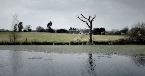 Scenic view of lake against sky