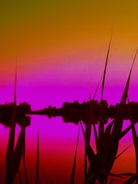 Scenic view of calm lake at sunset