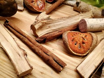 Close-up of wood on table