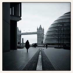 Tourists in front of historic building