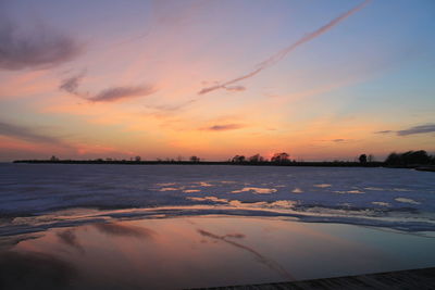 Scenic view of sea at sunset