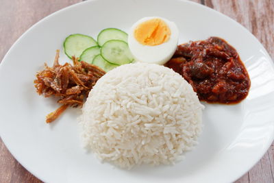 High angle view of meal served in plate