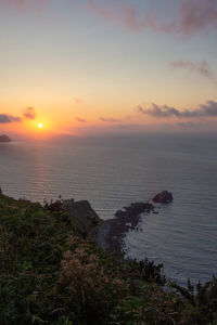 Scenic view of sea against sky during sunset