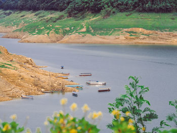 Boats on lake