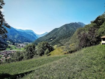 Scenic view of mountains against clear sky