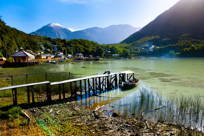 Scenic view of lake against mountains