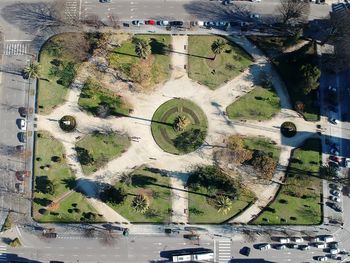 High angle view of field in park