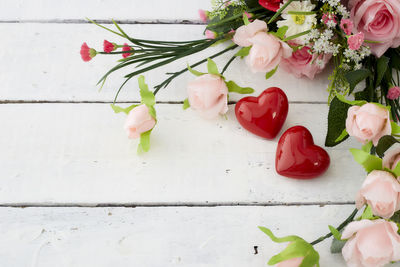 Close-up of roses on table